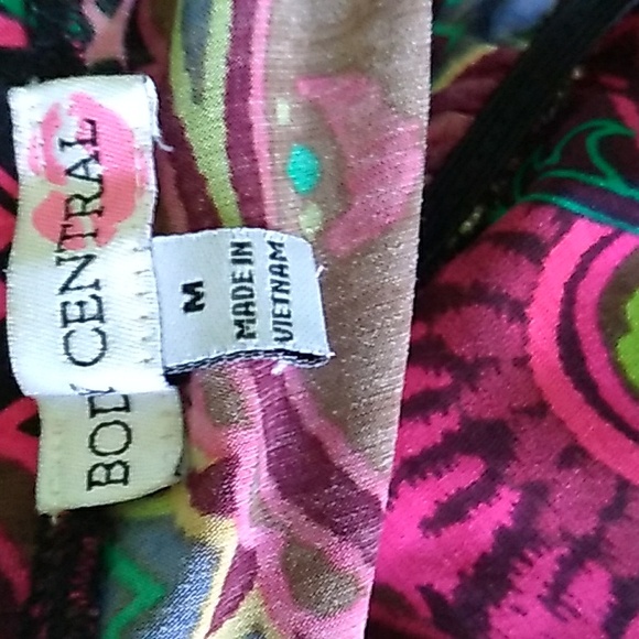 FUCHSIA PAISLEY EUC BOHEMIAN HALTER MAXI DRESS Body CENTRAL  SZ Medium - Picture 3 of 16